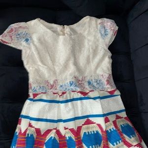 Authentic Formal Hand designed African dress. Size small/ medium white blue pink